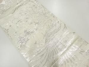 地紙に草花模様織出し丸帯